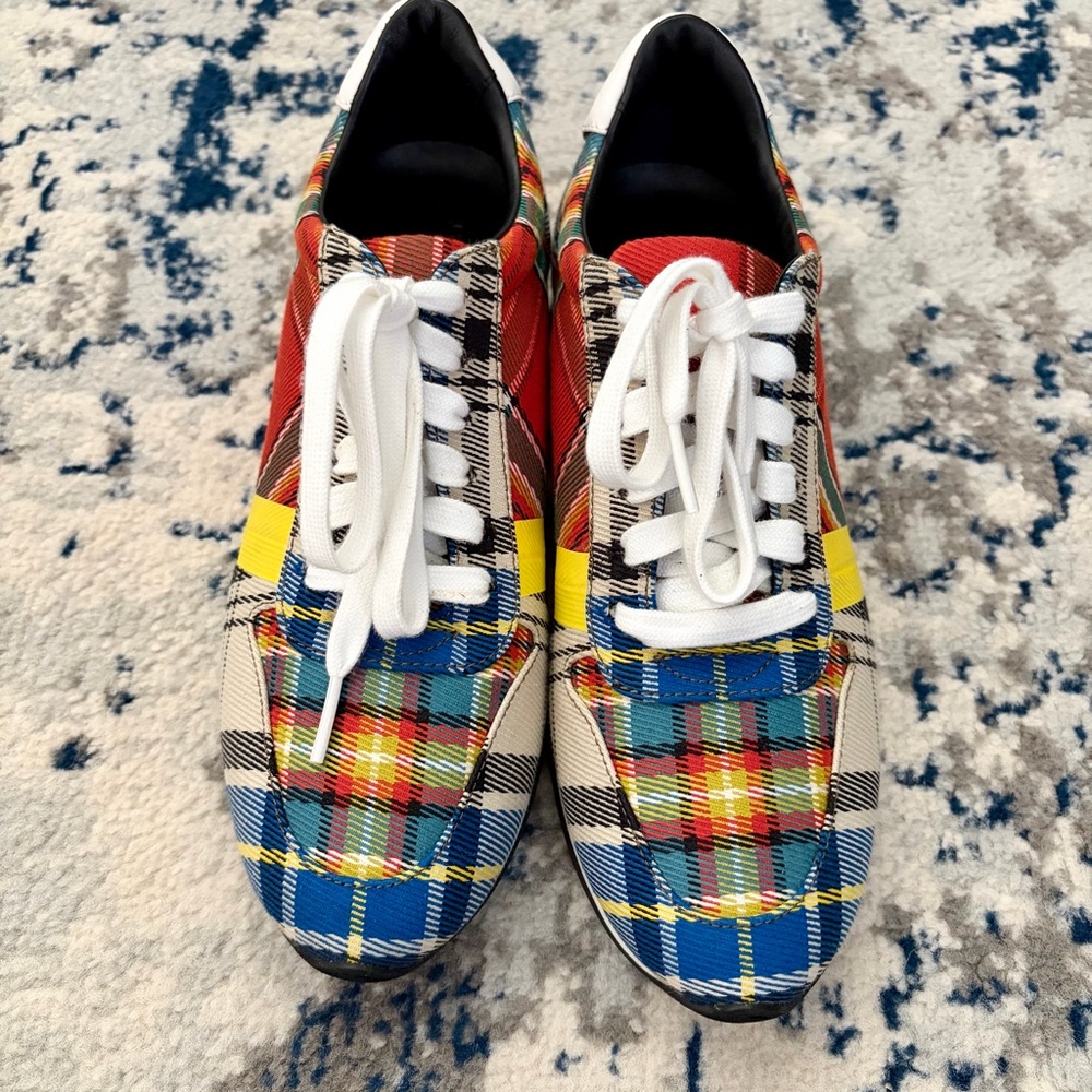 Burberry Amelia New Tartan Multicolor Check Sneakers EU 37 Plaid Lace Up - Picture 4 of 6